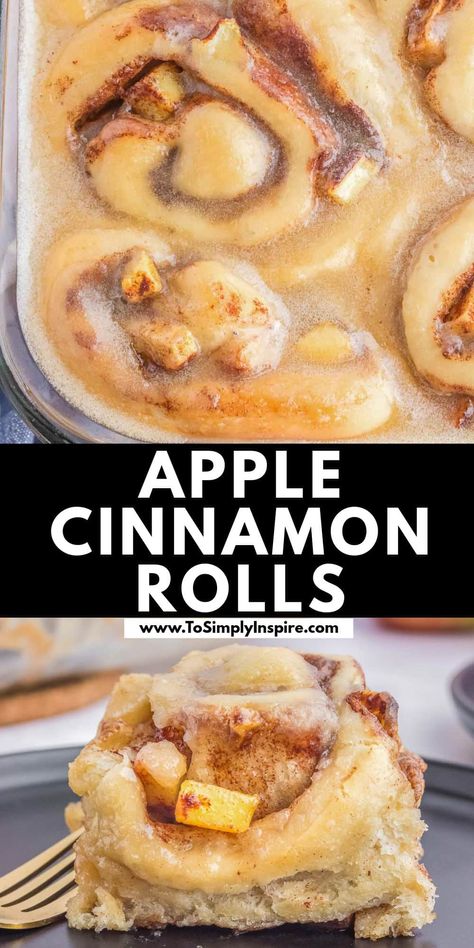 Warm, fluffy apple cinnamon rolls are filled with a gooey cinnamon apple pie filling , then topped with a sweet maple glaze. Having one is the perfect way to start or end your day! To Simply Inspire, Cinnamon Roll Apple Pie, Maple Icing, Cinnamon Apple Pie, Homemade Apple Pie Filling, Homemade Donuts Recipe, Apple Cinnamon Rolls, Apple Pie Filling, Homemade Apple Pies