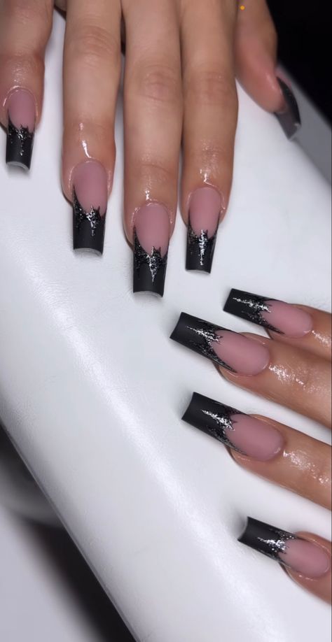 Click link! 🤍 #sculptednails #sculptedalmondnails #almondnails #xlnails #xlalmondnails #longalmondnails #nailforms #frenchnails #trendingnails #nailsoftheweek #nailsofinstagram #nailsoftheday #trendingnailart #trendingnaildesign #xxlnails #nailinspo #nailideas #naillove #trendingnails #frenchnails #spookynails #batnails #batfrenchnails October Nails French Tip, Black Ballerina Nails Design, Bat French Tip Nails Square, Black French Tip Spooky Nails, Bat Nails French Tip, Black October Nails, French Bat Nails, Goth French Tip Nails, Bat French Tip