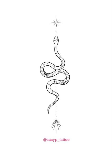 Snake And Flowers Tattoo Minimalist, Snake With Stars Tattoo, Simple Line Art Tattoos For Women, Snake Stars Tattoo, Vertical Snake Tattoo, Snake Tattoo Spine Women, Fine Line Snake Spine Tattoo, Small Fine Line Snake Tattoo, Snake Tattoos Fine Line