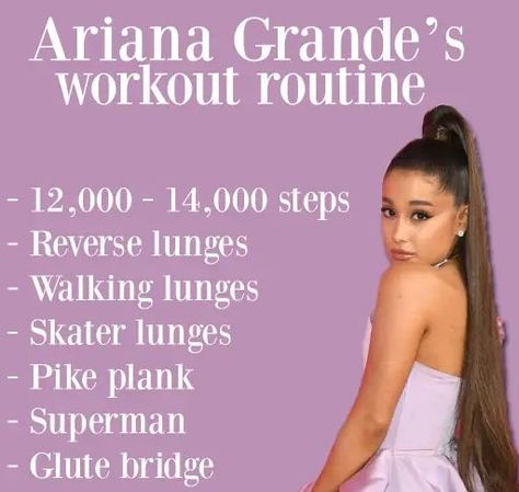 Ariana Grande Workout, Skater Lunges, Reverse Lunges, Glute Bridge, Workout Routine, Ariana Grande, Superman