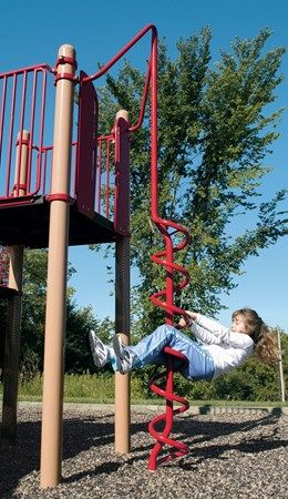 Corkscrew Climber - Spiraled Corkscrew Ladder to Slide Down or Climb Up - Landscape Structures Playground Climber, Commercial Playground Equipment, Landscape Structure, Design 2023, Playground Equipment, Landscape Architecture, Wind Sock, Climbing, Projects To Try