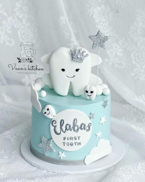 First Tooth Cake 🦷 #birthdqaycakes #cupcakes #buttercreamcakes #fondantcakes #customcakes #handmadetopper #cakedecor #cakedesign #sydneycake #sydneycakes #vaanskitchen #spongecake #firshtoothcake #friehteethcakes First Tooth Decoration Ideas, First Tooth Cake Ideas, First Teeth Cake Ideas, Tooth Party Decoration, First Tooth Cake, Tooth Party, Baby Decorations, Tooth Cake, Eid Cake