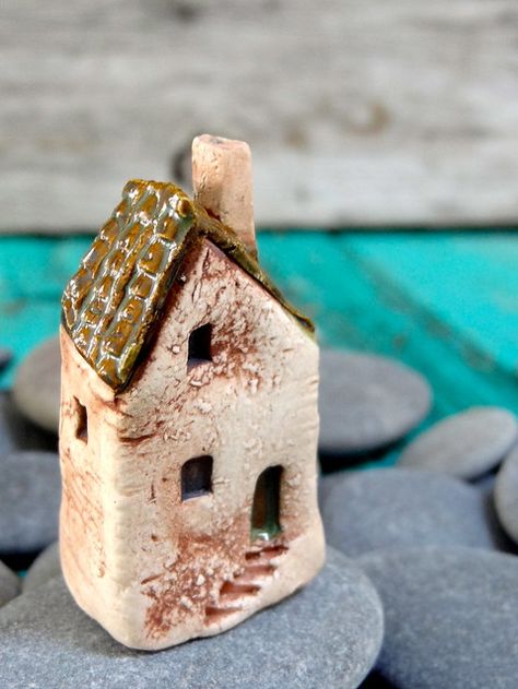 Miniature ceramic house | Free sculpted stoneware clay. Pain… | Flickr Ceramic Houses Pottery, Tiny Clay Houses, Ceramic Cottage House, Clay Buildings, Small Ceramic Houses, Tiny Ceramic Houses, Ceramic Tiny Houses, Slab House Ceramics, Tiny Pottery