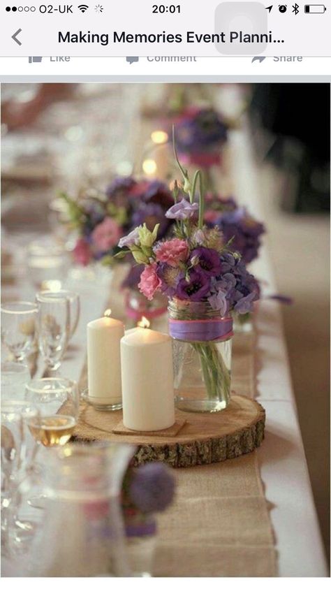 Flowers In Vases, Candles And Flowers, Rustic Wedding Decorations, Tafel Decor, Diy Event, Rustic Wedding Centerpieces, Wedding Table Decorations, Lavender Wedding, Deco Floral