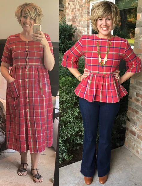 ABC Mom Style: Thrifty Thursday - A Plaid Refashion for Fall upcycled fashion Sewing Clothes Refashion, Upcycle Fashion Diy, Refashion Dress, Diy Clothes Refashion Videos, Clothes Upcycle, Clothing Upcycle, Thrifty Thursday, Diy Clothes Refashion, Sewing Shirts