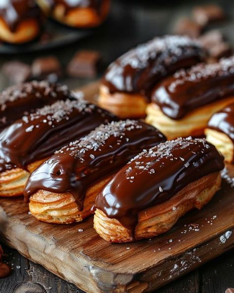 Classic Eclair Recipe, Chocolate Eclair Recipe, Best Chicken Wing Recipe, Chocolate Eclairs, Eclair Recipe, Chocolate Eclair, Salted Caramel Chocolate, Chocolate Glaze, Cooking Turkey