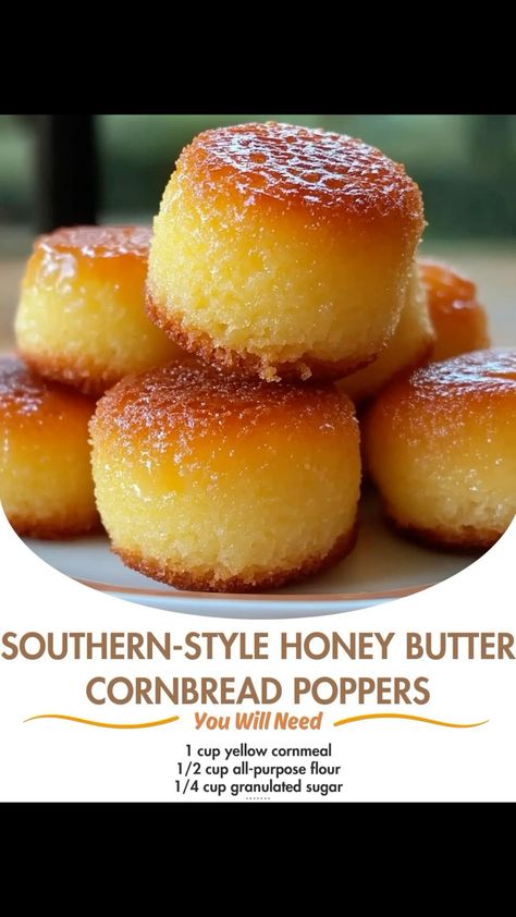 Cakey Cornbread Recipe, Cornbread Poppers, Honey Butter Cornbread, Homemade Corn Dogs, Homemade Corndogs, Fried Cornbread, Chili Easy, Corndog Recipe, Bowl Of Chili