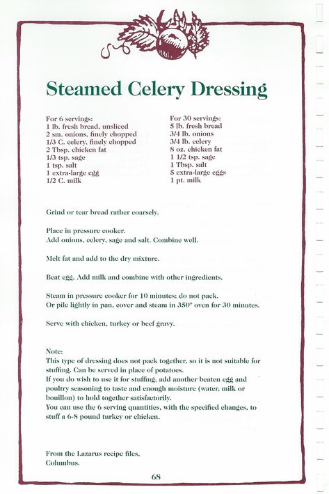 Lazarus Steamed Celery Dressing | theprimitivemoose | Flickr Heirloom Recipes, Homemade Salad Dressing, Cookery Books, Chicken Stir Fry, Food Writing, Old Recipes, Dressing Recipe, Bread Pudding, Cookbook Recipes