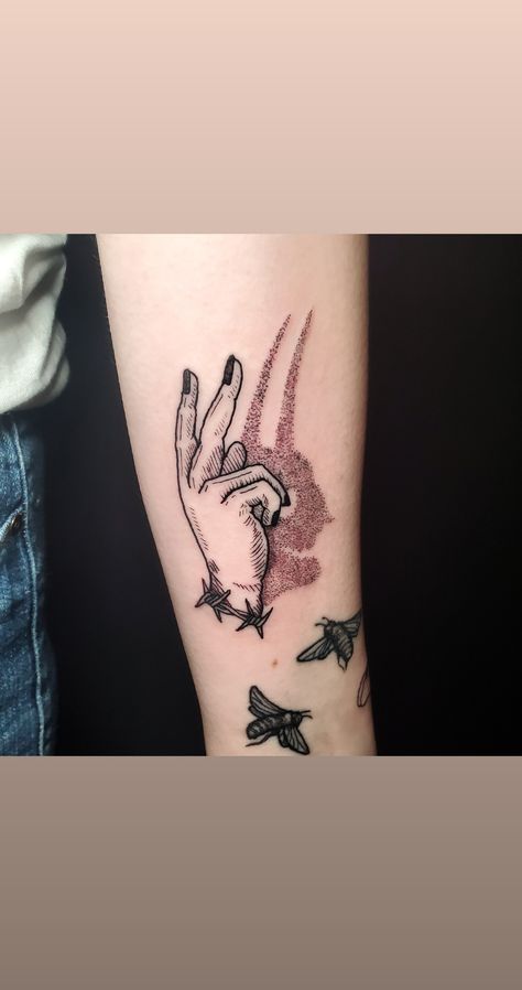 Shadow Puppet Tattoo, Puppet Tattoo, Shadow Puppets With Hands, Aa Tattoos, Shadow Tattoo, Hand Shadows, Devil Tattoo, Arm Sleeve Tattoos, Body Modification