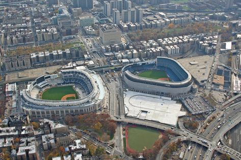 Yankee Stadium and Polo Grounds New York Giants Memes, New York Stadium, Baseball Aesthetic, New York Yankees Stadium, Mlb Stadium, Giants Stadium, New York Giants Logo, Polo Grounds, Mlb Stadiums