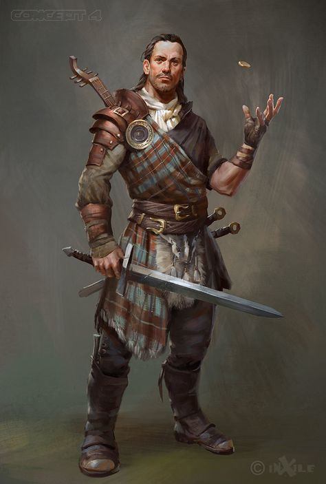 ArtStation - Bard's Tale IV - Bard, CONCEPT 4 Fantasy Warfare, Picture Prompts, Heroic Fantasy, 다크 판타지, Human Male, Dungeons And Dragons Characters, Fantasy Male, Black Flag, Rpg Characters