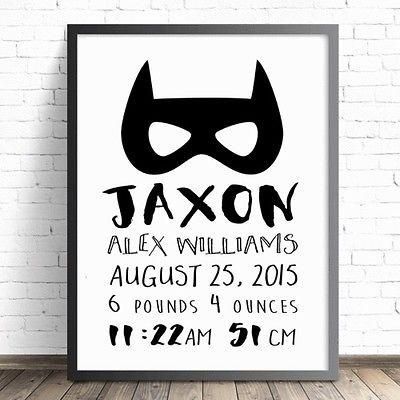 Triplet Boys, Batman Nursery, Diy Batman, Batman Wall Art, Birth Announcement Wall Art, Batman Baby, Batman Room, Batman Wall, Superhero Nursery