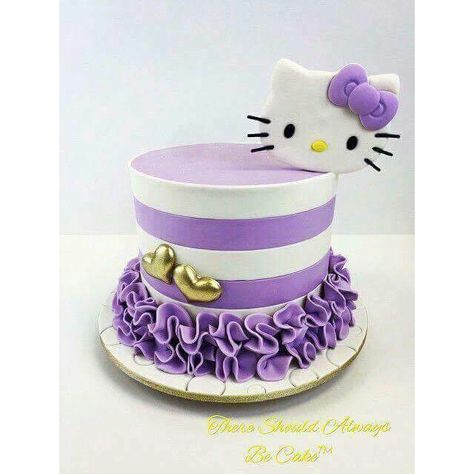 Hello Kitty Torte, Purple Hello Kitty, Kitty Birthday Cake, Cake Designs For Girl, Hello Kitty Birthday Cake, Hello Kitty Birthday Party, Princess Birthday Cake, Kitty Cake, Hello Kitty Cake