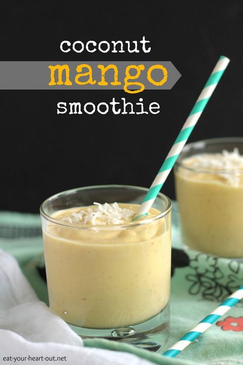 Coconut Mango Smoothie Frozen Mango, Creamy Smoothies, Mango Chunks, Smoothie Prep, Pineapple Smoothie, Mango Smoothie, Low Carb Paleo, Agave Nectar, Smoothie Ingredients