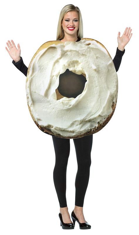 PRICES MAY VARY. YOUR KIND OF HOLE FOODS: If you only eat hole foods then this Bagel with Cream Cheese Costume is perfect for you! INCLUDES: This costume includes a tunic and is photo real printed on the front only. FIT & CARE: This costume is a one size and fits most adults. You can care for your new costume by simply spot cleaning with cold water only. Do not wash, bleach, dry clean or iron. Easy wear & care! 100% Polyester. DIMENSIONS: The product measurements for this costume are 27.5” x 30” Cheese Costume, Bagel With Cream Cheese, Best Friend Halloween Costumes, Food Costumes, Bagel Cream Cheese, Hallowen Costume, Scary Costumes, Funny Hats, Halloween Fancy Dress