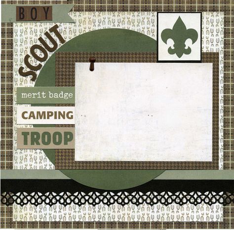 Boy Scouts Merit Badges, Camping Scrapbook, Boy Scout Patches, Boy Scrapbook Layouts, Paper Bag Scrapbook, Scrapbook Boys, School Scrapbook, Scrapbook Titles, Kids Scrapbook