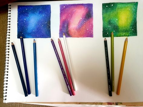 Galaxy Art Colored Pencil, How To Color Galaxy With Colored Pencils, Galaxy Colored Pencil Drawing, Galaxy Drawing Tutorial, Space Colored Pencil Drawing, Color Pencil Galaxy, Galaxy Drawing Pencil, Galaxy Colored Pencil, Pencil Colours Art Drawings