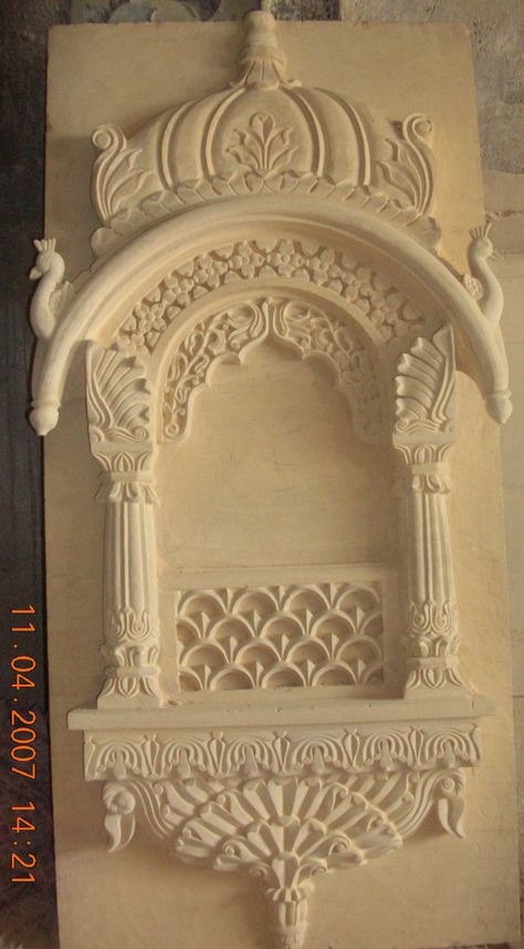 Ganpati Decoration At Home, Rajasthani Art, Ganapati Decoration, Marble Carving, Mandir Design, Temple Design For Home, Buddha Art Painting, Lippan Art, Pooja Room Door Design