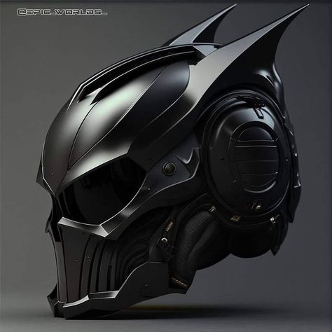 Cool Helmets Motorcycles, Motorcycle Helmet Design Art, Cool Helmet Design, Batman Motorcycle Helmet, Warrior Clothes, Batman Helmet, Armor Fantasy, Bike Helmet Design, Helmet Bike