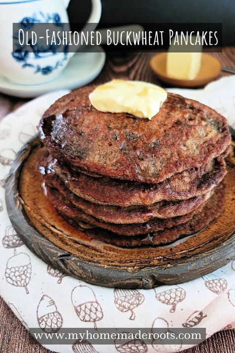 These Old-Fashioned Buckwheat Pancakes are hearty with a slightly nutty flavor. And because they are raised overnight with yeast, they are lighter and fluffier than typical buckwheat pancakes. Buckwheat Pancakes Recipe, Yeast Pancakes, Buckwheat Pancake Recipes, Buckwheat Cake, Pancakes From Scratch, Buckwheat Pancakes, Homemade Strawberry Jam, Breakfast Meals, Pancakes And Waffles