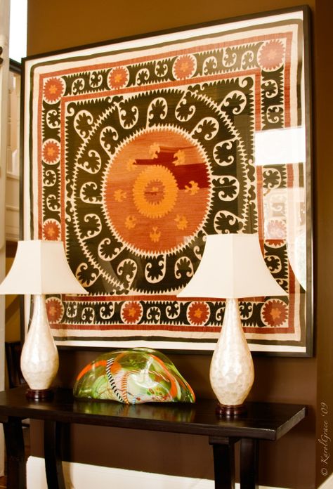 Framed Suzani Embroidery Framed Suzani, Suzani Embroidery, Wait A Minute, Ethnic Chic, Framed Fabric, Too Late, Sri Lanka, Home Furnishings, Front Door