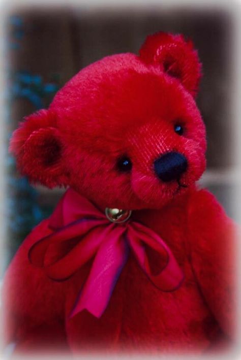 A handcrafted #teddybear by #paulacarter #artistbear #red #festiveteddy #christmas #festive #original #handmade #teddy #teddies Happy Teddy Day Images, Teddy Day Images, Cute Teddy Bear Pics, Red Teddy Bear, Fingernails Painted, Android Wallpaper Dark, Bear Patterns, Teddy Day, Moodboard Ideas