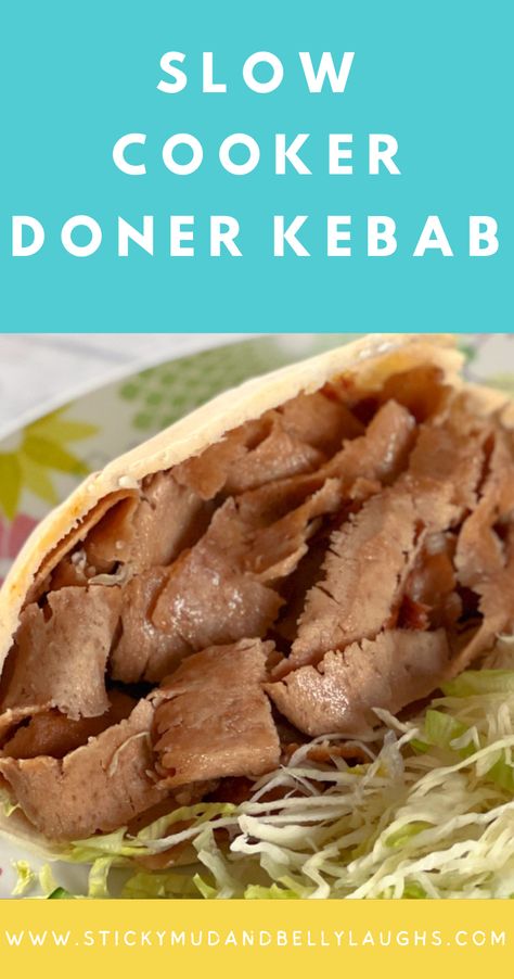 Slow Cooker Lamb Kebab, Lamb Doner Kebab Recipe, Slow Cooker Doner Kebab, Donner Kebab Recipe, Donor Kebab Recipe, Fakeaway Kebab, Donair Meat Recipe, Kebab Doner, Doner Kebab Recipe