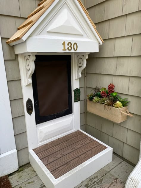 Dog Door Entrance Ideas, Doggie Door Entrance, Dog Door In Window, Dog House Door Ideas, Pet Friendly House Design, Creative Dog Door Ideas, French Doors With Dog Door, Doggy Doors To Outside, Doggie Door