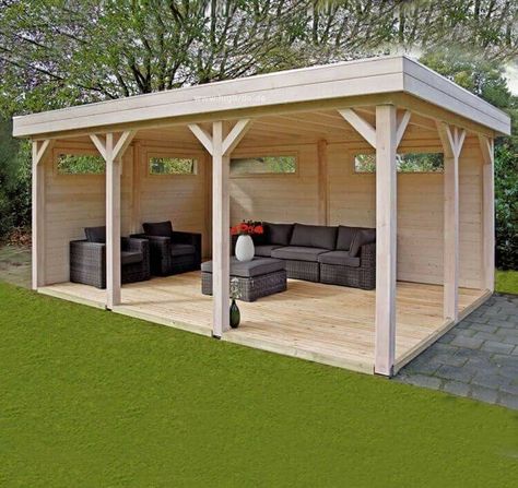 Decoracion Backyard Storage Sheds, Wooden Gazebo, Backyard Storage, Backyard Garden Landscape, Cozy Backyard, Backyard Seating, Backyard Pavilion, Backyard Sheds, Shed Design