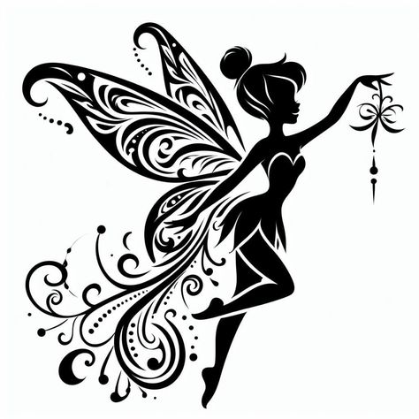 Fairy Templates, Disney Cricut, Cricut Disney, Fairy Silhouette, Fairy Tattoo Designs, Elephant Drawing, Disney Tattoo, Dark Disney, Fairy Tattoo