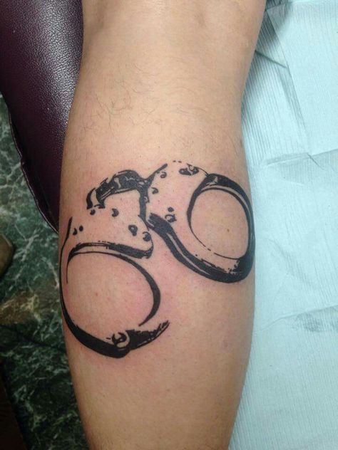 Handcuff tattoo, Springfield Missouri 2013 Handcuffs Tattoo Design, Handcuff Tattoo, Police Tattoos, For Life Tattoo, Police Tattoo, Pinterest Tattoo Ideas, Husband Tattoo, Cuff Tattoo, Bull Tattoos