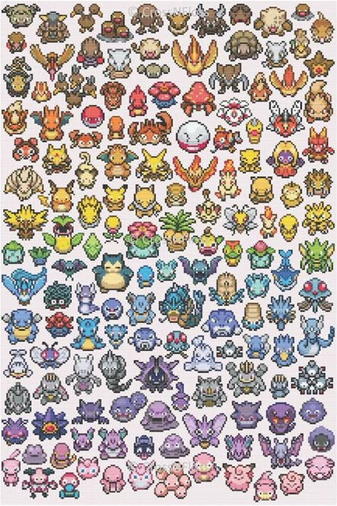 Rainbow Cross Stitch, Pokemon Cross Stitch Patterns, Kartu Pokemon, Pokemon Cross Stitch, Pokemon Bead, Pixel Art Pokemon, Pokemon Perler Beads, Diy Perler Bead Crafts, Pix Art