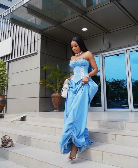 Bonang Matheba in corset dress from Nigerian brand, Mazelle Bonang Matheba, Bespoke Denim, November Baby, Grammy Party, Skai Jackson, Womens Style, Corset Dress, Beauty Fashion, Ghana