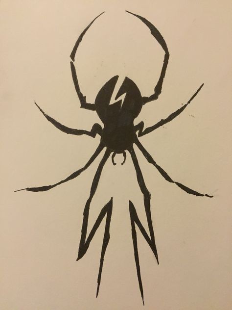 Cool Spider Designs, Spider Drawing Aesthetic, Spider Bleach Design, Spider Design Illustration, Danger Days Spider Tattoo, Spider Logo Ideas, Cool Spider Drawings, Spider Reference Drawing, Scary Spider Drawing