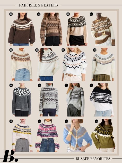 Unleash the cozy elegance of Fair Isle sweaters this fall and winter! Whether you're enjoying a chilly weekend or partaking in seasonal activities, these sweaters add a touch of classic style. Learn about the knitting technique's history and browse our top 18 picks for a wardrobe upgrade. Stay chic and warm all season long! #FairIsleElegance #FallFashionFaves #WinterWardrobeUpgrade Fair Isle Sweaters For Women, Fair Isle Sweater Outfit, Wool Sweater Outfit, Sweaters Colorful, Fair Isle Sweaters, Sweater Street Style, Sweaters For Fall, Ski Party, I Fall To Pieces