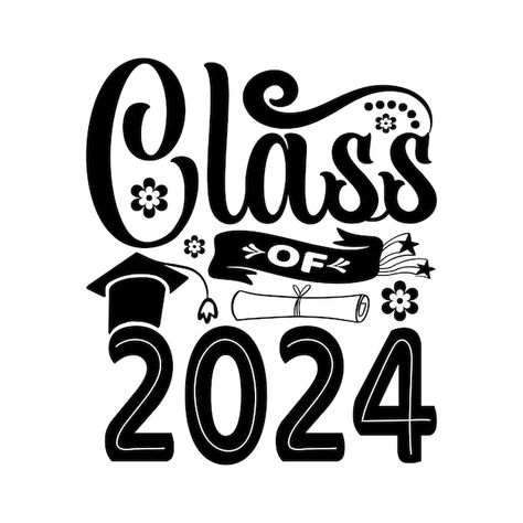 Class of 2024 | Premium Vector #Freepik #vector #graduation-2021 #class-2023 #class-2022 Library Artwork, Graduation Silhouette, Graduation Board, Graduation Boards, Shirt Diy, Class Of 2024, Diy Shirt, Graduation Gifts, Premium Vector