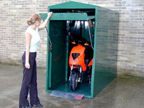 Motorcycle Storage Ideas, Motorcycle Storage Garage, Motorbike Shed, Motorbike Storage, Motorcycle Storage Shed, Scooter Garage, Building Permit, Motorcycle Storage, Wood Shed Plans