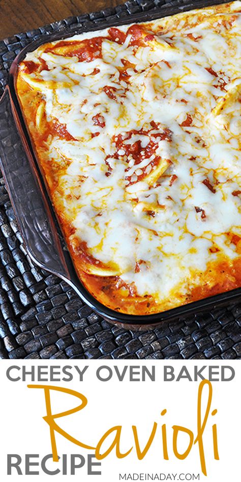 Baked Cheese Ravioli, Oven Baked Ravioli, Cheese Ravioli Recipe, Ravioli Recipe Homemade, Baked Ravioli Recipe, Baked Ravioli, Ravioli Lasagna, Ravioli Bake, Oven Baked Recipes