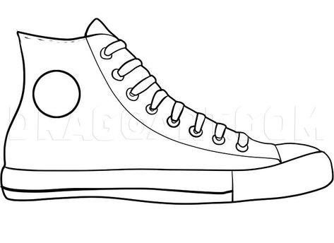 How To Draw Converse Shoes, Shoes Doodle, How To Draw Sneakers Step By Step, Shoes Drawing Converse, How To Draw A Shoe, How To Draw Converse, Shoes Drawing Simple, Easy Shoe Drawing, Draw Converse Shoes