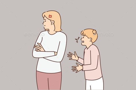 Teenage Girl Yells at Mother Standing with Arms Quarrel Couple, Minimal Drawing, Not Understanding, Minimal Drawings, Minimalist Drawing, Copyright Free, Graphic Design Branding, Design Branding, Art Ideas