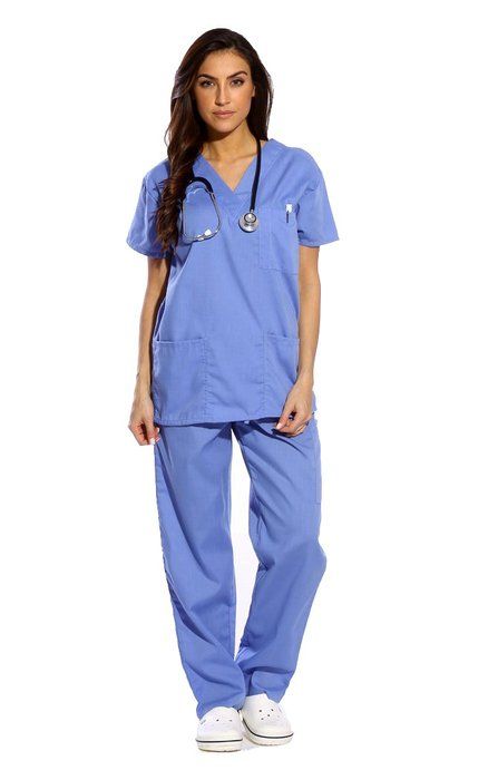 Medical Scrubs For Women, Costume Nurse, Ceil Blue Scrubs, Scrubs For Women, Scrubs Nursing Uniforms, The Oregon Trail, Scrubs Uniform, Blue Scrubs, Lab Coats