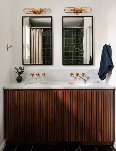 Midcentury Modern Bathroom Sink Ideas and Inspiration | Hunker Matte Black Shower Fixtures, Heidi Caillier, Midcentury Modern Bathroom, Modern Bathroom Sink, Seattle Homes, Bathroom Renos, Kids' Bathroom, Bathroom Renovation, Bathroom Inspiration