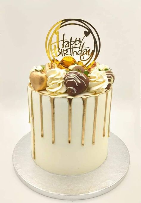 Golden Birthday Cakes, Deco Cake, Gold Birthday Cake, 50th Cake, 2 Tier Cake, Small Wedding Cakes, 16 Birthday Cake, Birthday Cakes For Men, Creative Birthday Cakes