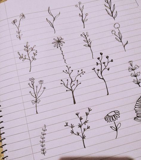 Some easy ways to draw cute wild flowers :) Wild Flower Drawing Simple, Wild Flower Drawing, Wild Flowers Drawing, Flower Drawing Simple, Wildflower Drawing, Notebook Doodles, Draw Cute, Flowers Drawing, Drawing Simple