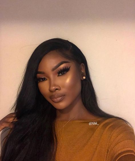 ✨ Go follow @blackgirlsvault for more celebrations of Black Beauty, Excellence and Culture♥️✊ Makeup Look For Black Women, Golden Makeup Look, Golden Makeup, Brazilian Straight Human Hair, James Charles, Make Up Looks, Dark Skin Makeup, Makeup For Black Women, Straight Human Hair