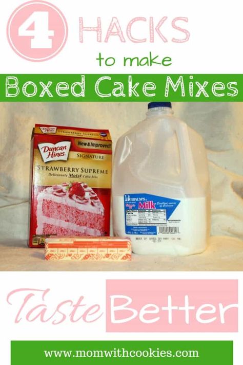 What To Do With Strawberry Box Cake, Store Bought Cake Mix Hacks, Box Strawberry Cake Mix Ideas, Strawberry Box Cake Mix Hacks, Making Boxed Cake Taste Like Bakery, Bakery Style Cake, Box Cake Recipes, Baking A Cake, Box Cakes