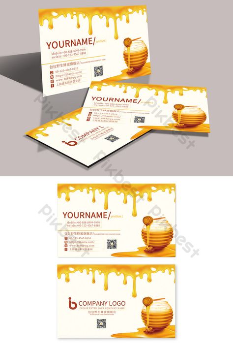 golden honey bee business card Honey Business, Bee Business, Business Card Psd Free, Honey Food, Invitation Card Format, Logo Bee, Food Business Card, Honey Art, Job Poster