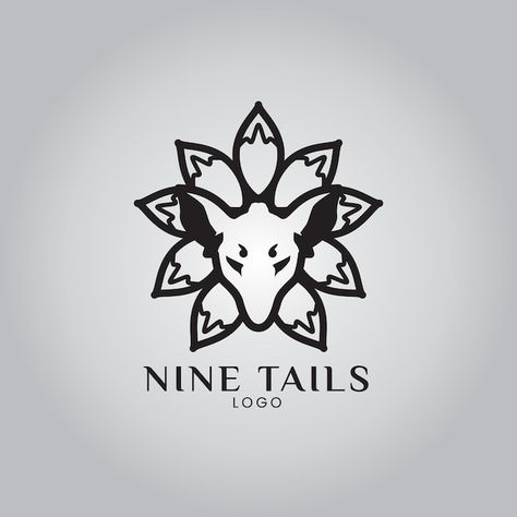 Nine Tails, Kitsune Fox, Nine Tailed Fox, Fox Logo, Fox Art, Symbol Logo, Design Concepts, Vector Photo, Premium Vector