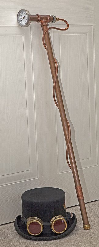 Steampunk Walking Cane.This was my attempt at making a Steampunk Walking Cane, not a bad effort I think! Steam Punk Diy, Steampunk Cane, Gothic Type, Moda Steampunk, Steampunk Party, Steampunk Gadgets, Gothic Mode, Mode Steampunk, Steampunk Halloween