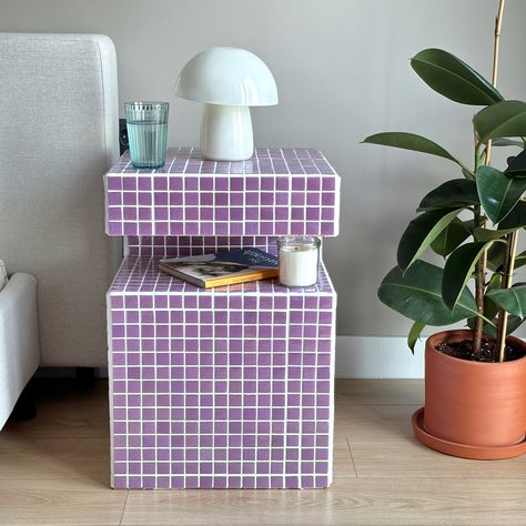 Tiled Side Table, Minima Size:42x42x60h cm Grid Design products are %100 handmade which creates a modern atmosphere in living spaces. This product can be used as side table, accent table, nightstand, and product displayer in a store. Table Nightstand, Mosaic Table, Grid Design, Jan 11, Bedside Tables, Coffee And End Tables, Design Products, Accent Table, Bedside Table